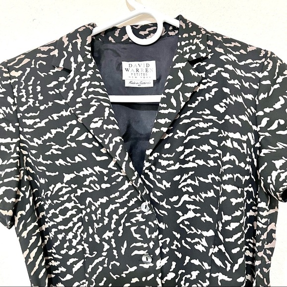 VTG DAVID WARREN Tiger prints front wrapped sheath mini dress womens size 4P - Picture 4 of 10